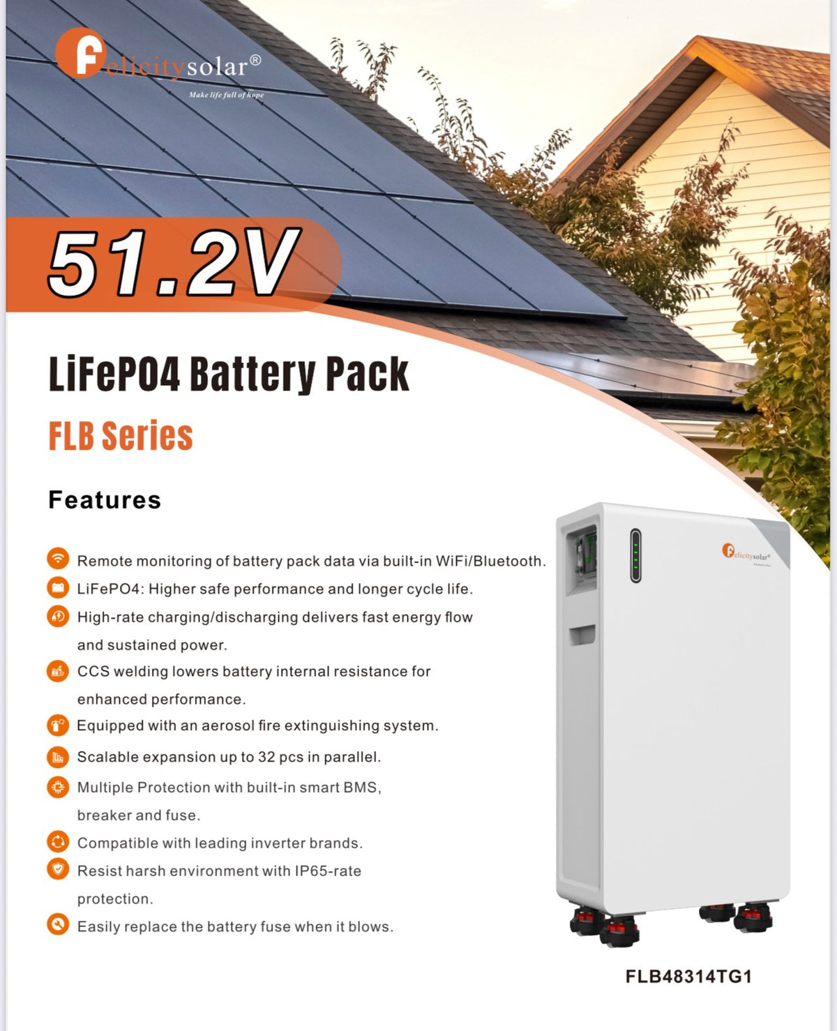 Acumulator Solar LiFePO4 16kWh 51.2V Felicity - SunGrid