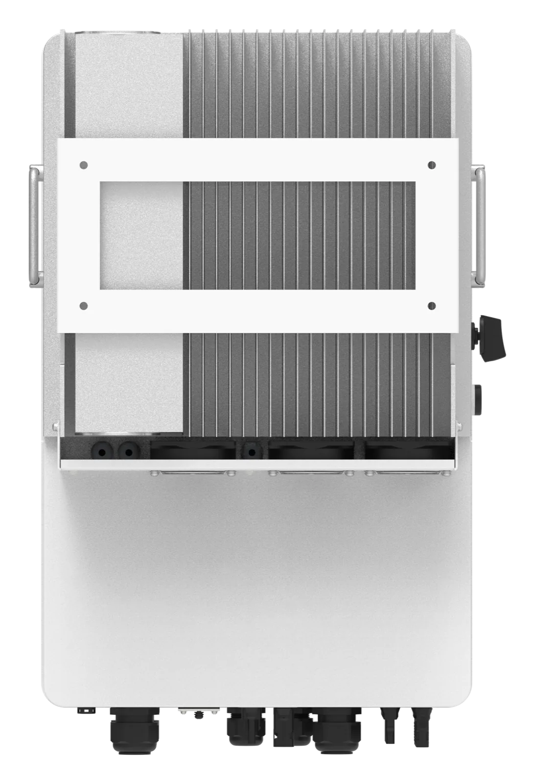 Invertor hibrid Deye SUN-8K-SG01HP3 trifazat 8kW – vedere din spate cu suportul de montaj