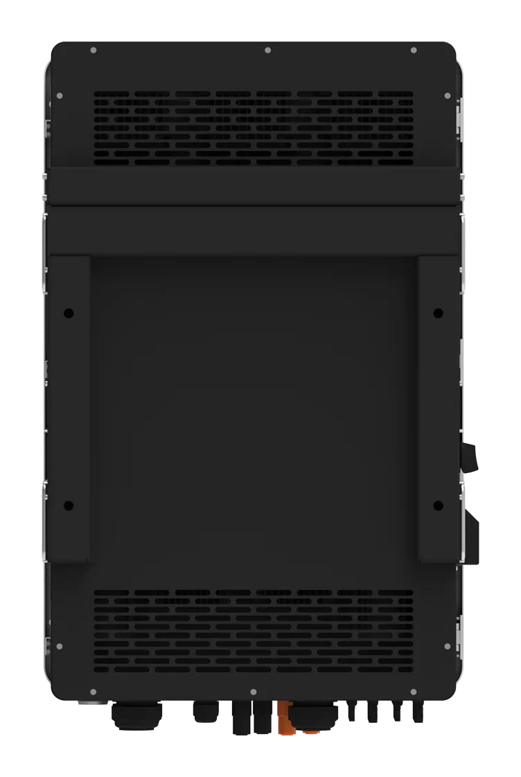 Invertor hibrid Deye SUN-80K-SG02HP3 trifazat 80kW – vedere din spate cu suportul de montaj