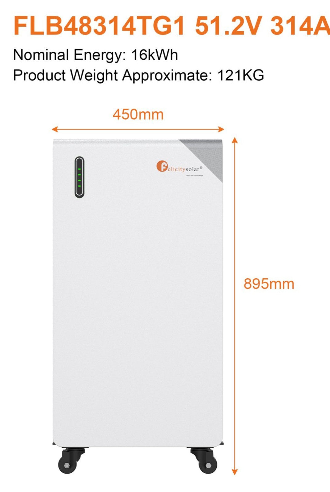 Acumulator Solar LiFePO4 16kWh 51.2V Felicity - SunGrid